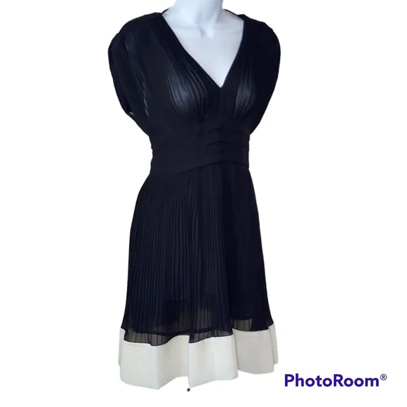 XXi Forever 21 dress cocktail black chiffon back zip & tie sleeveless sz sml - Picture 6 of 15